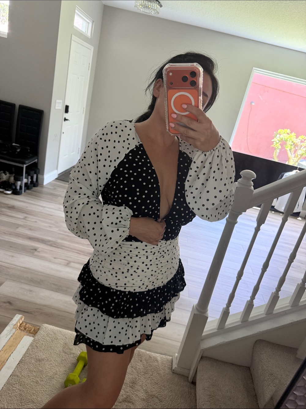 PrettyLittleThing Black and White Polka Dot Mini Dress